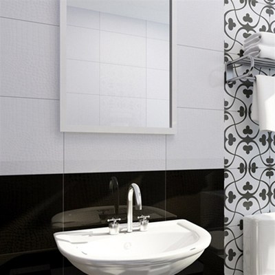 卫生间瓷砖 300 450墙砖 厨房浴室防滑地砖 黑白皮纹纯色釉面砖