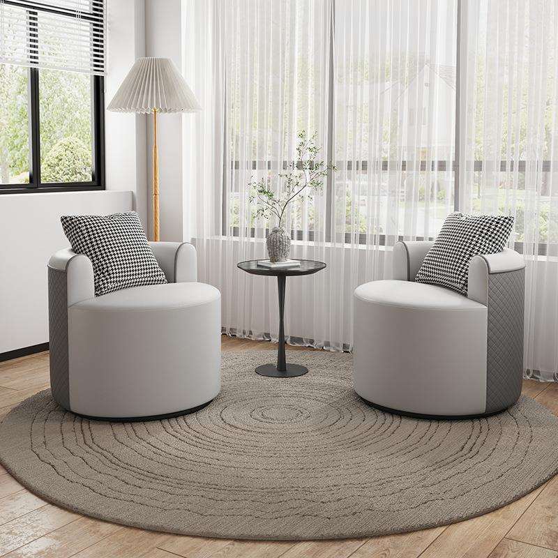 旋转圆形单人沙发轻奢酒店休息区商务售楼处接待会客洽谈桌椅组合