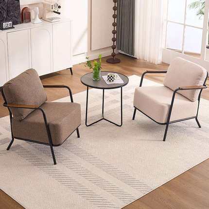 客厅休闲椅家用小户型单人沙发椅阳台休闲椅意式轻奢铁艺靠背椅子