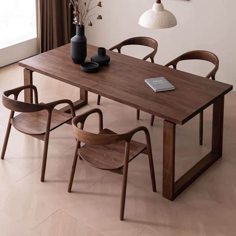 一桌胡桃秀北美黑胡桃木莫比恩纯实木大板长方形餐饭桌椅电脑书桌