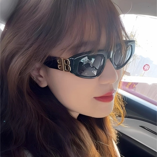 欧美风双B三角猫眼太阳眼镜拽姐新款潮凹造型时尚街拍ins黑墨镜女