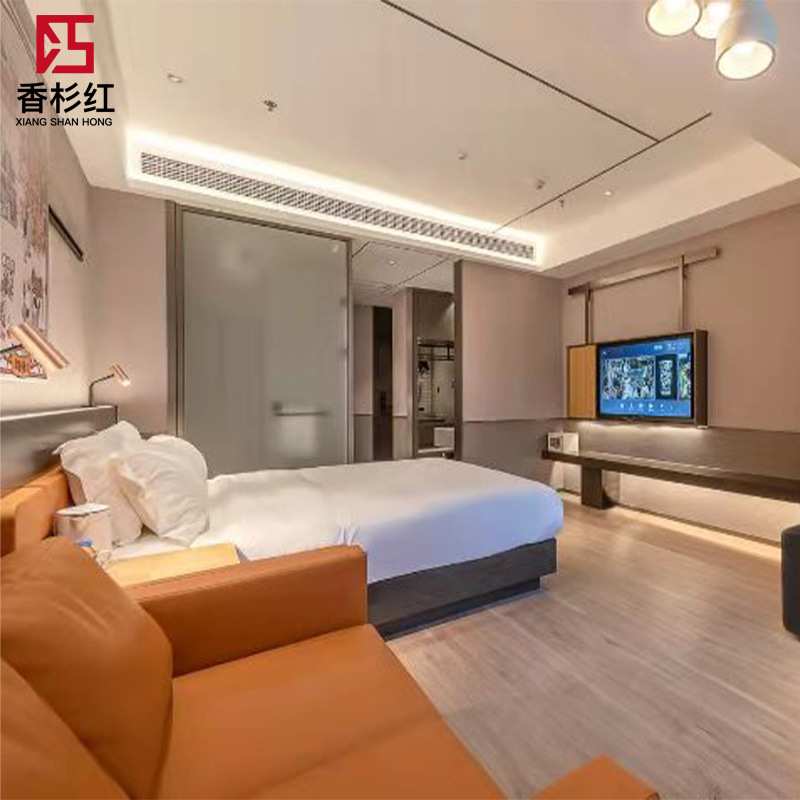 快捷连锁酒店宾馆成套家具标间床屏电视桌公寓床全套简约家具