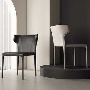 TY2418 大牛头马鞍皮餐椅现代简约家用靠背椅子商务休闲会客 意式