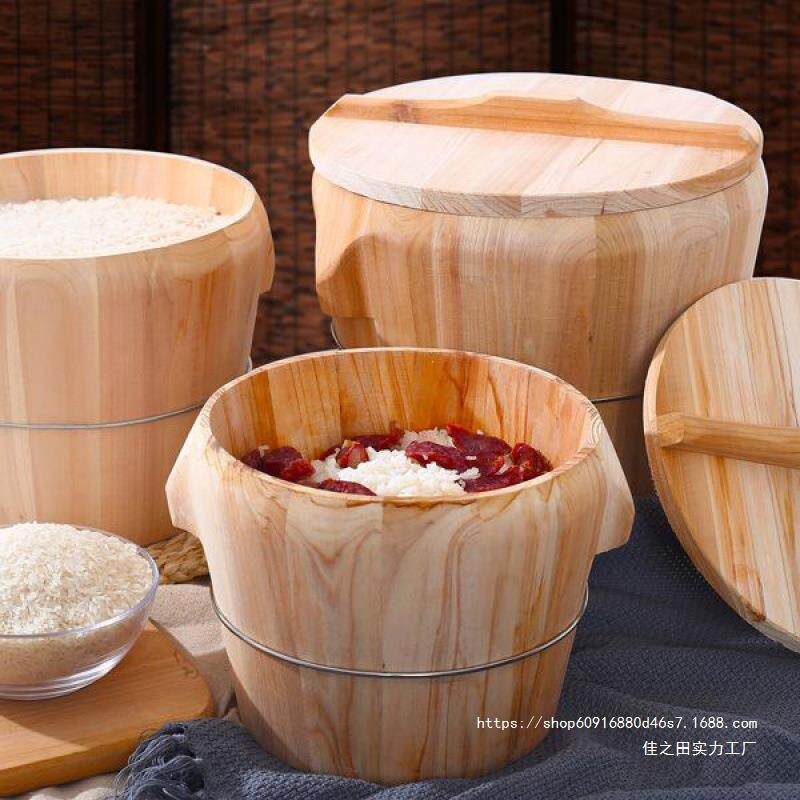 手工杉木蒸饭木桶家用传统木桶饭蒸笼双层商用糯米饭团甄子饭