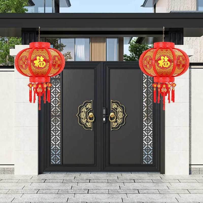 2025新款七彩LED旋转灯笼走马灯过年春节大门口一对阳台灯笼挂饰