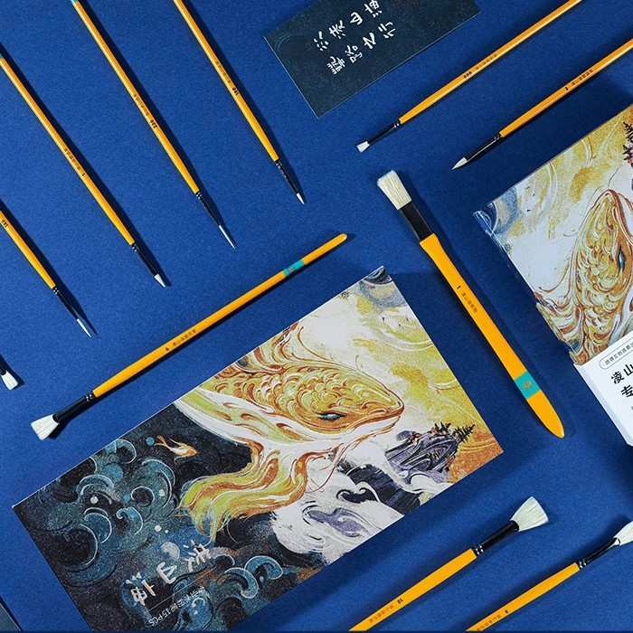 颂镜凌山海系列水粉笔套装15支美术生专用丙烯画笔扇形水粉油画笔