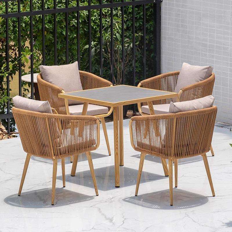 户外桌椅花园露天露台休闲椅子阳台别墅室外藤编茶几桌子椅子组合
