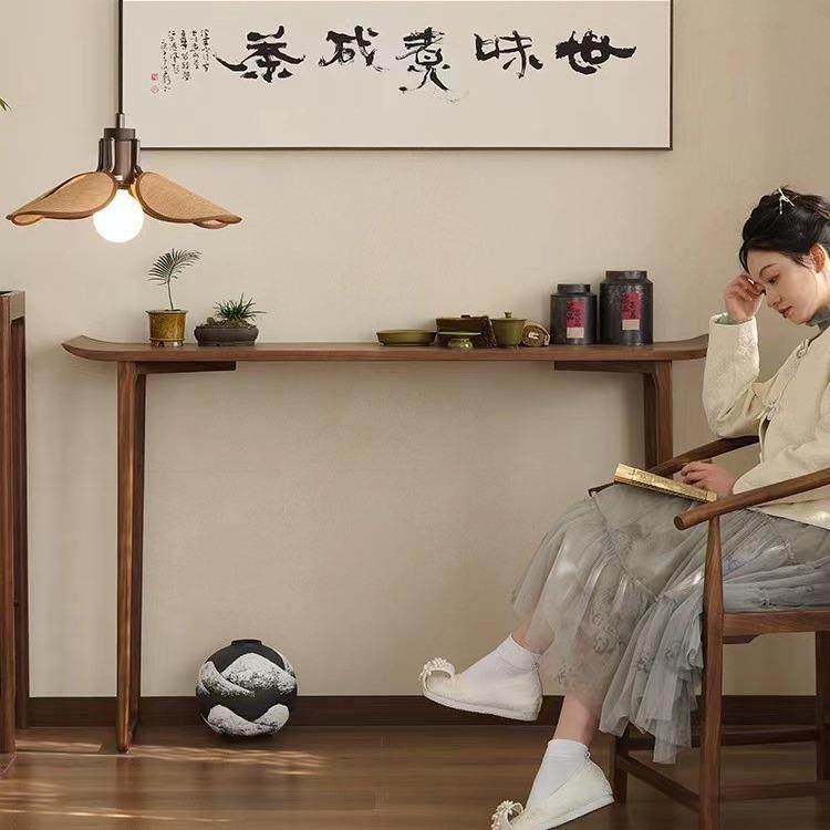 北美黑胡桃台案新中式玄关置物台实木桌板条案高脚桌入户玄关桌子,电子元器件市场,其它元器件,淘宝优惠券,粉丝福利购,淘宝优惠卷