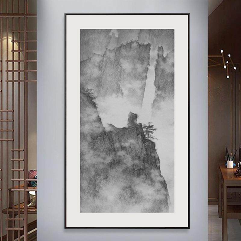 薄霧新中式入户玄关装饰画售楼部黑白山水国画工装竖版大气壁画,玩具/童车/益智/积木/模型,毛绒/玩偶/公仔/布艺类玩具,淘宝优惠券,粉丝福利购,淘宝优惠卷