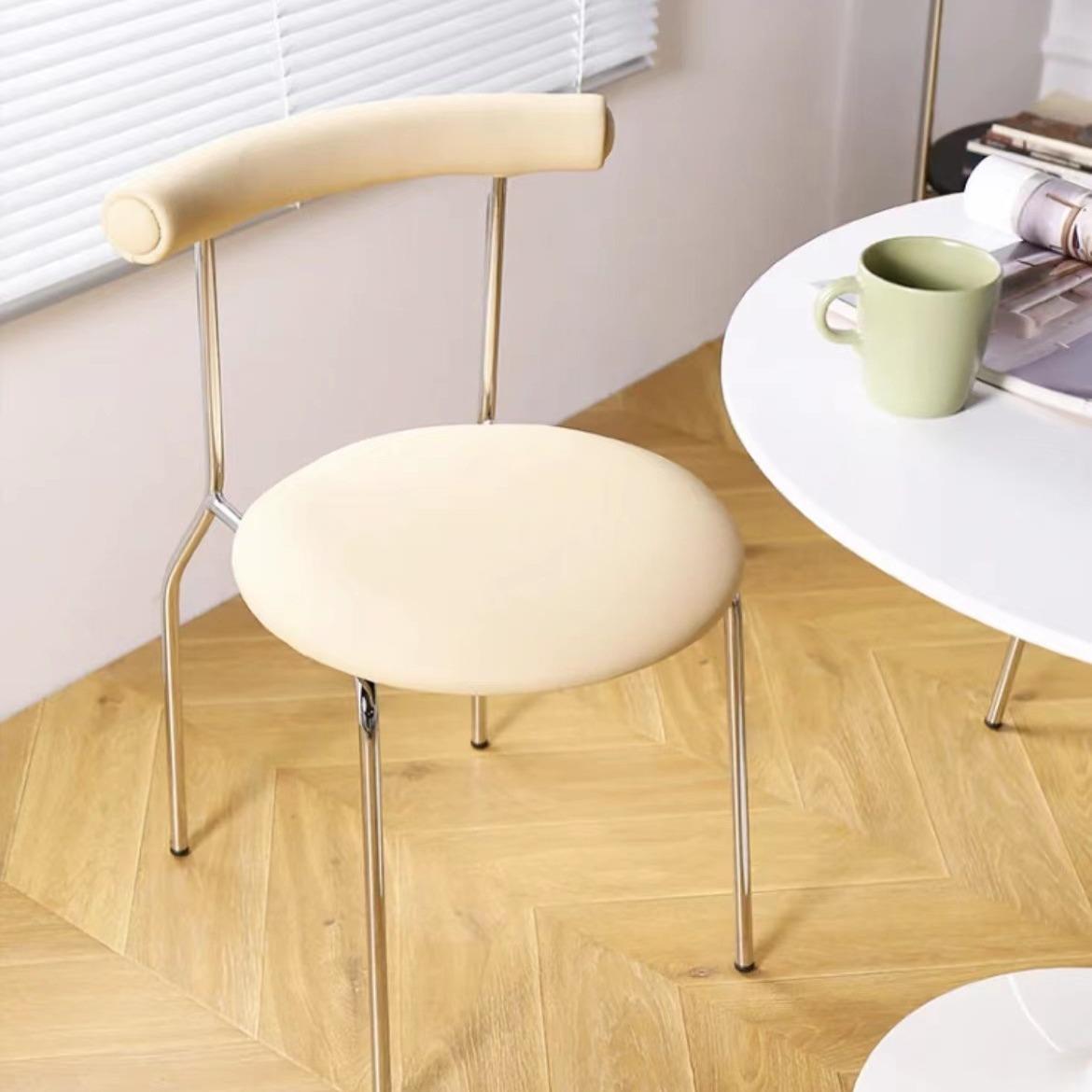 中古轻奢餐椅家用奶油风网红凳子靠背卧室简约蛋卷椅极简餐桌椅子