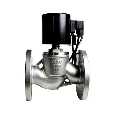 不锈钢电磁阀法兰蒸汽24V防爆常闭220V水阀常开高温二位二通水阀