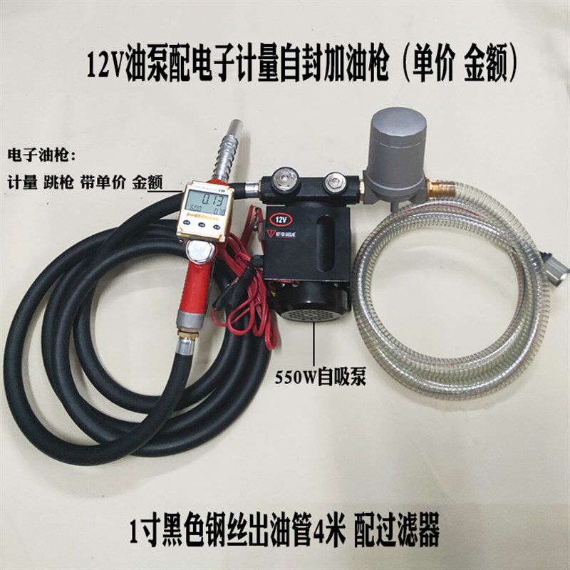 大流量电子机械加油机油枪柴油泵抽油泵12V24V220V带单价金额油表