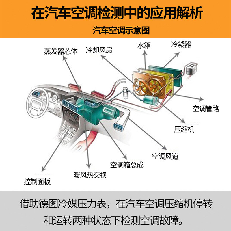 多一DY517电子冷媒表组空调充氟加液制冷维修汽车加氟真空压力表