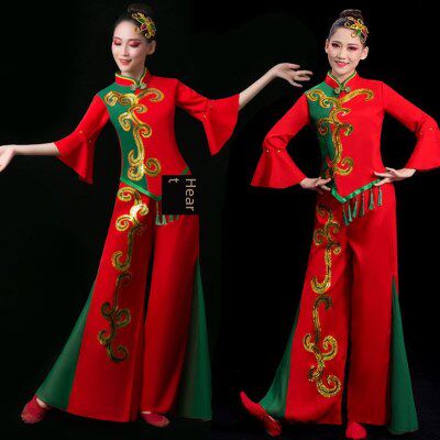 新款2025中老年秧歌女服广场舞腰鼓舞扇子舞快乐