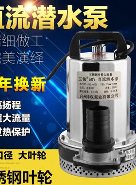 84v2兔12vv72电瓶车水泵玉v6024v抽水机48v36v寸直流潜水泵大流量