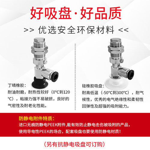侧面进气VPD10/15/20/25/30/40/50RN/RS/RSE6J吸嘴PISCO真空吸盘