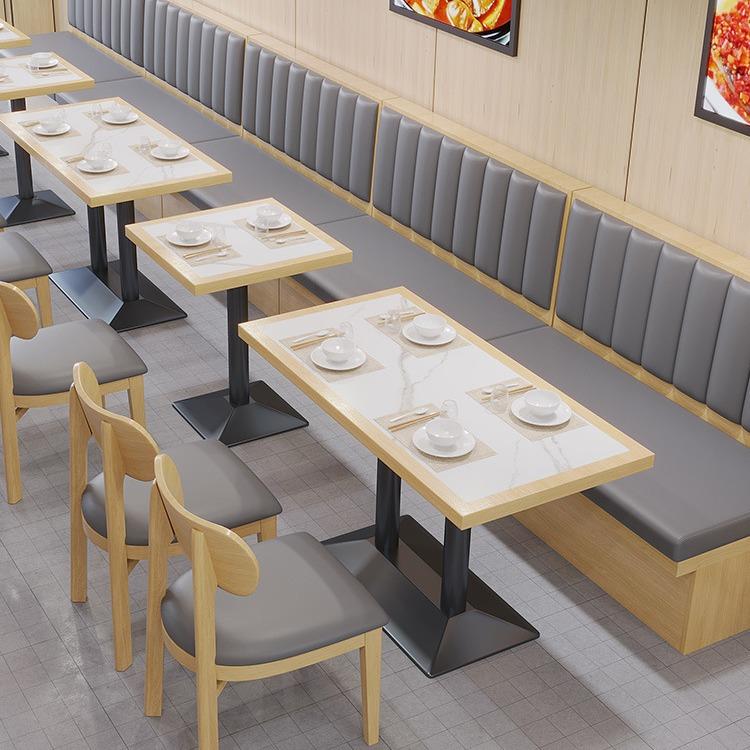 餐饮小吃店桌椅组合日料快餐粉面馆餐桌餐饮实木卡座沙发商用