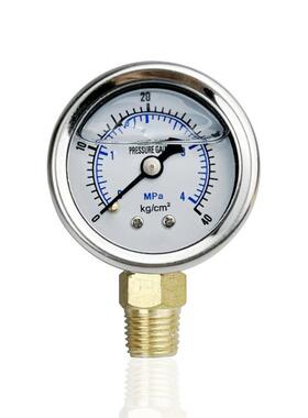 供不锈钢压力表耐震充油半钢注液油压表YBN40 40kg 4MPa径向1/4PT