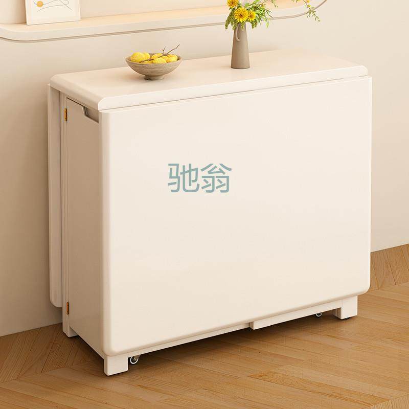 FN6荃网热销白色全实木折叠餐桌小户型家用饭桌一体可折叠伸