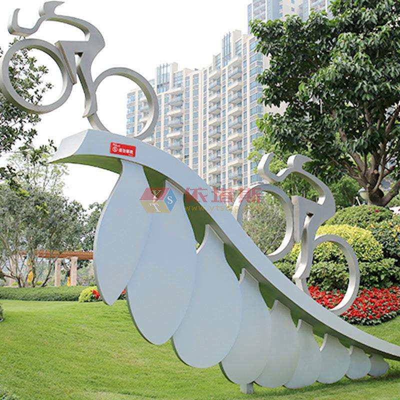 龙岗区依塔斯自行车不锈钢景观校园广场公园雕塑金属城市运动人物