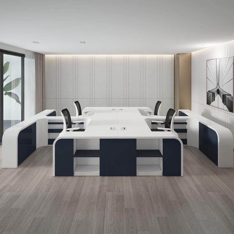 烤漆职员办公桌椅组合轻奢时尚办公室带柜工作单人位办公桌屏风位