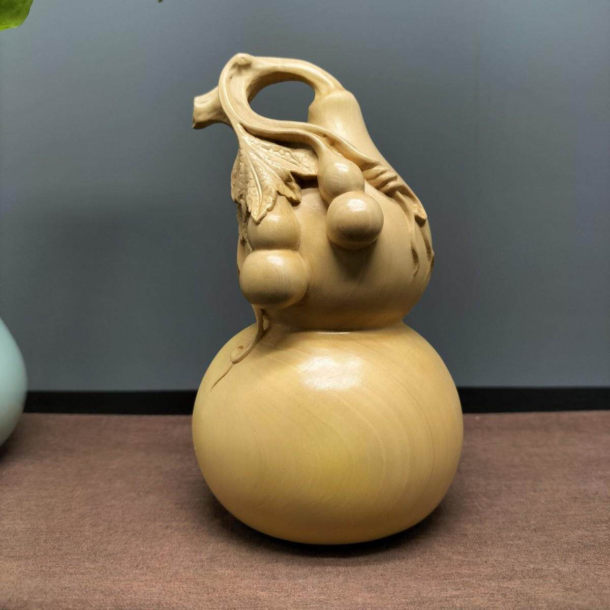 小叶黄杨木雕刻多子葫芦创意汽车摆件家居客厅文玩车载招财小饰品