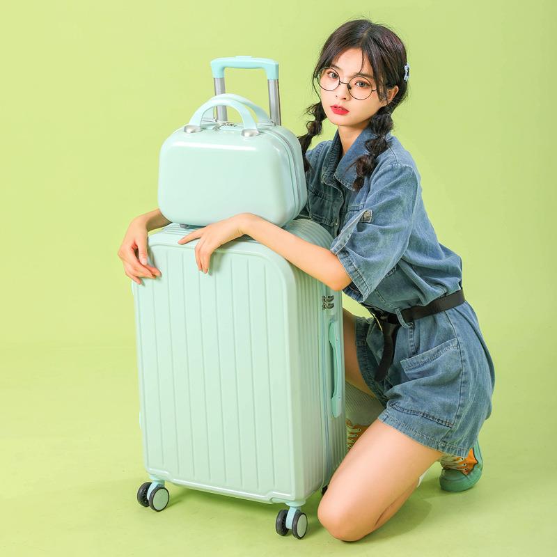 拉杆箱旅行女学生可爱糖果色12寸密码24高颜值静音拉链款28行李箱