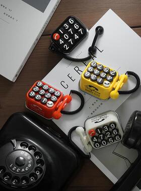 bbdd老电话临时号码牌车载挪车电话移车内复古个性汽车创意停车牌