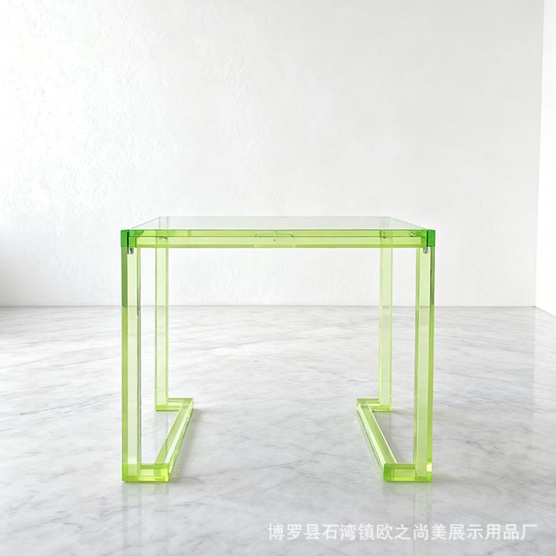 亚克力透明书桌彩色创意餐桌商用服装店个性桌子卧室化妆桌