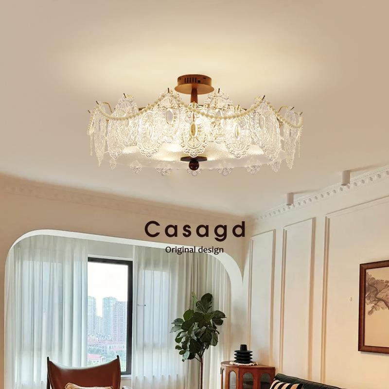 新款餐厅设计师艺术创意浪漫温馨吸顶灯法式中古风卧室客厅书房灯