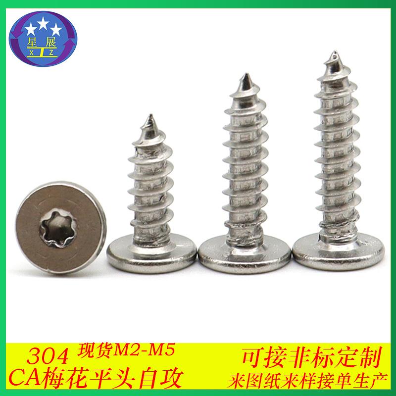 304不锈钢CA内梅花薄头自攻螺丝梅花槽大平头扁平头自攻螺钉M2-M5