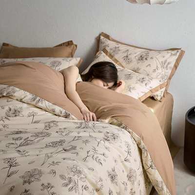 法式A类80支长绒棉床上四件套全棉印花被套床单纯棉床笠新款床品4