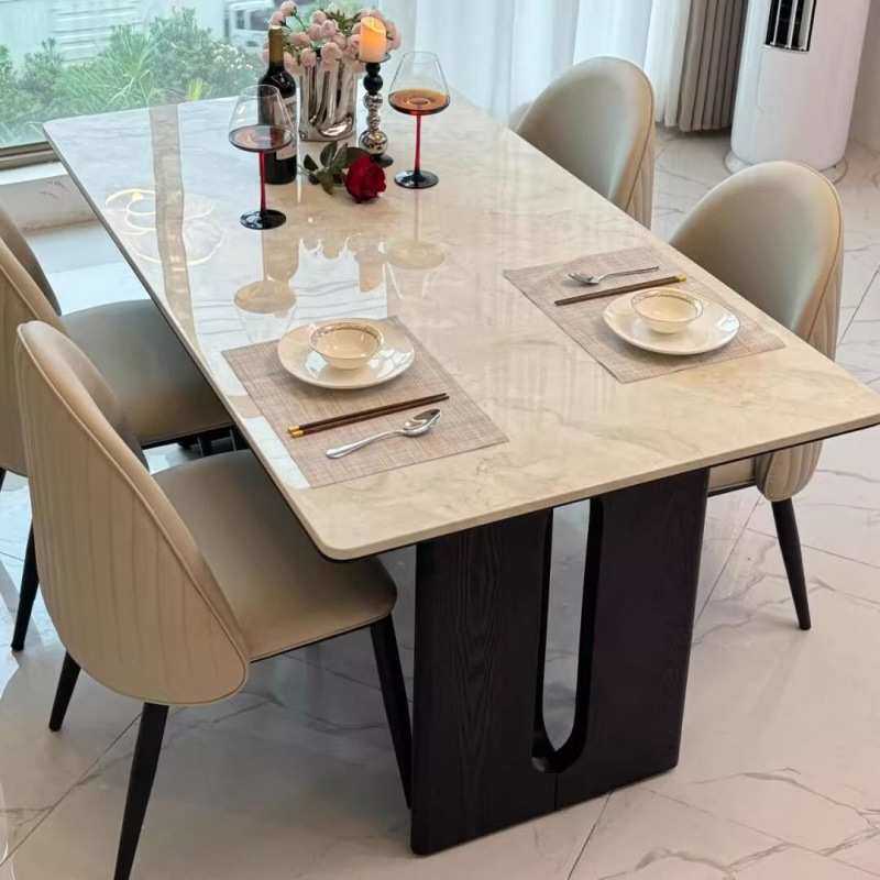 2025超晶石餐桌长方形家用轻奢简约全承托新款大理石微晶石餐桌