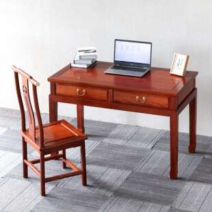 实木新中式简约带抽书画桌金花梨木书桌办公桌电脑桌家用写字台