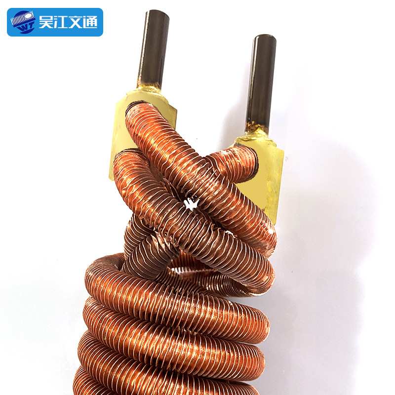 厂家货源双排铜翅片管盘管真空泵散热器换热器螺旋盘管螺旋冷却器