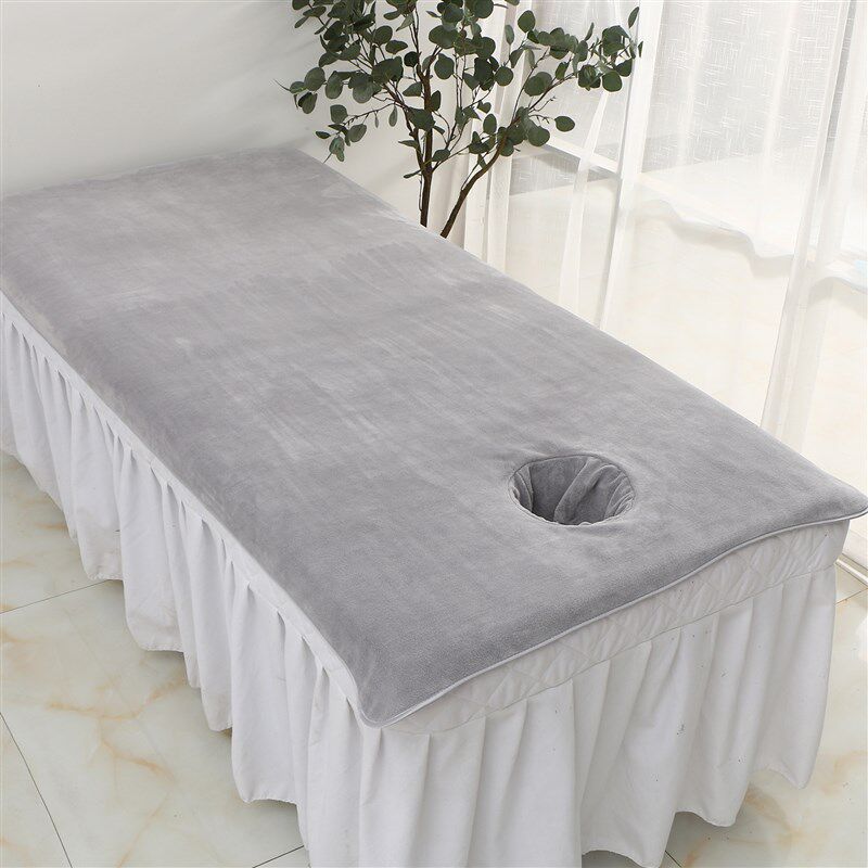 高档美容院专用铺床巾吸水大毛巾带洞加F厚美容床单洞巾可定制log