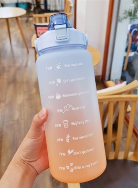 渐变三件套塑料运动水壶便携吸管太空杯户外子母套杯watSer bottl