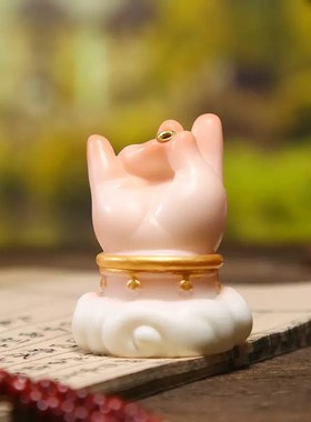 国潮古风创意f胖fufu小佛手卡通桌面摆件车载可爱家居装饰礼物