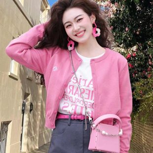 小香风软糯毛衣短款女氛围感长袖内搭针织开衫上衣春秋季L2