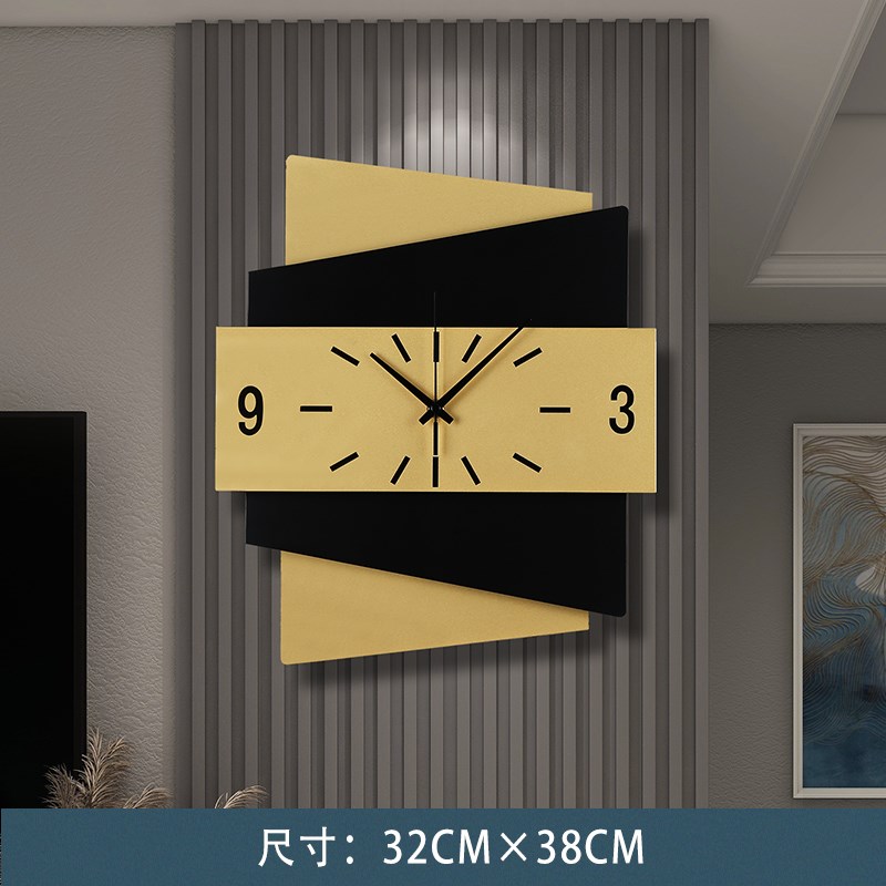 客厅挂钟高级感格栅墙现代简约轻奢装F饰家用时尚挂表餐厅立体钟