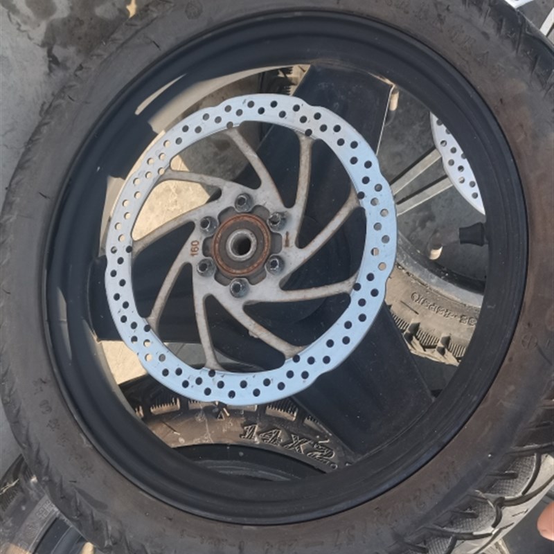 14寸代驾车碟h刹前轮折叠车铝合金一体轮14*2.125前轮总成拆车件
