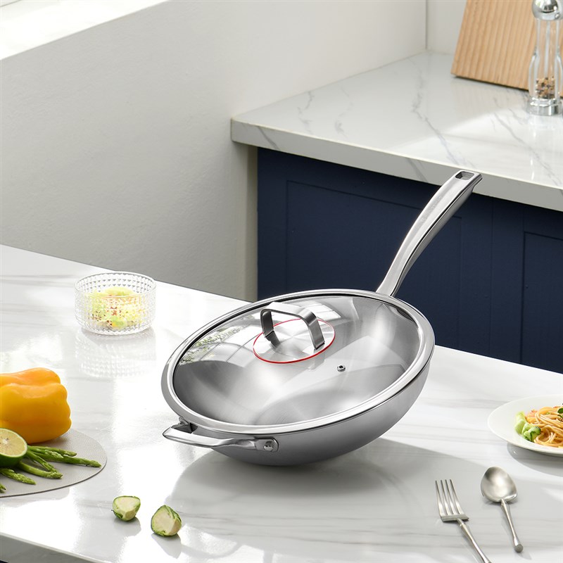 炒锅洗碗机可用无涂层3p16不锈钢炒菜锅304家用燃气灶电磁炉通用