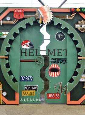 制商铺工业风大门效对开门餐厅吧铁机械门果酒齿轮定制网红个性