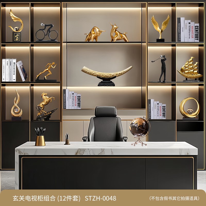 老板办公室摆件领导n装饰高端大气上档次现代轻奢高档书房风生水