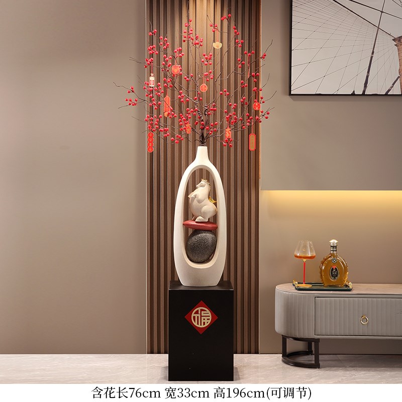 马上有钱客厅大型落地摆件高级感电视柜沙发I旁招财装饰品开