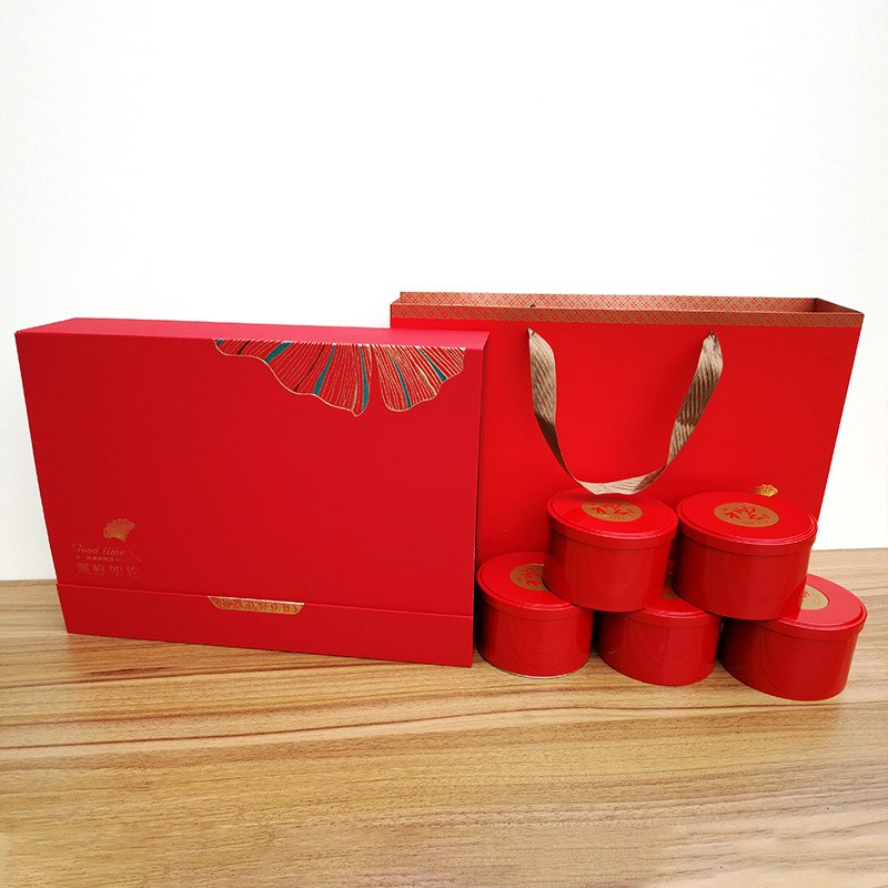 美好如约b红茶五合一茶叶包装礼盒高叶红色包装礼盒手提盒茶叶罐