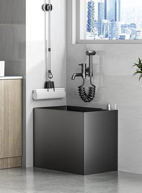 A10L不锈钢拖把池家用卫生间室外阳台洗拖布盆防溅水长方形黑色墩