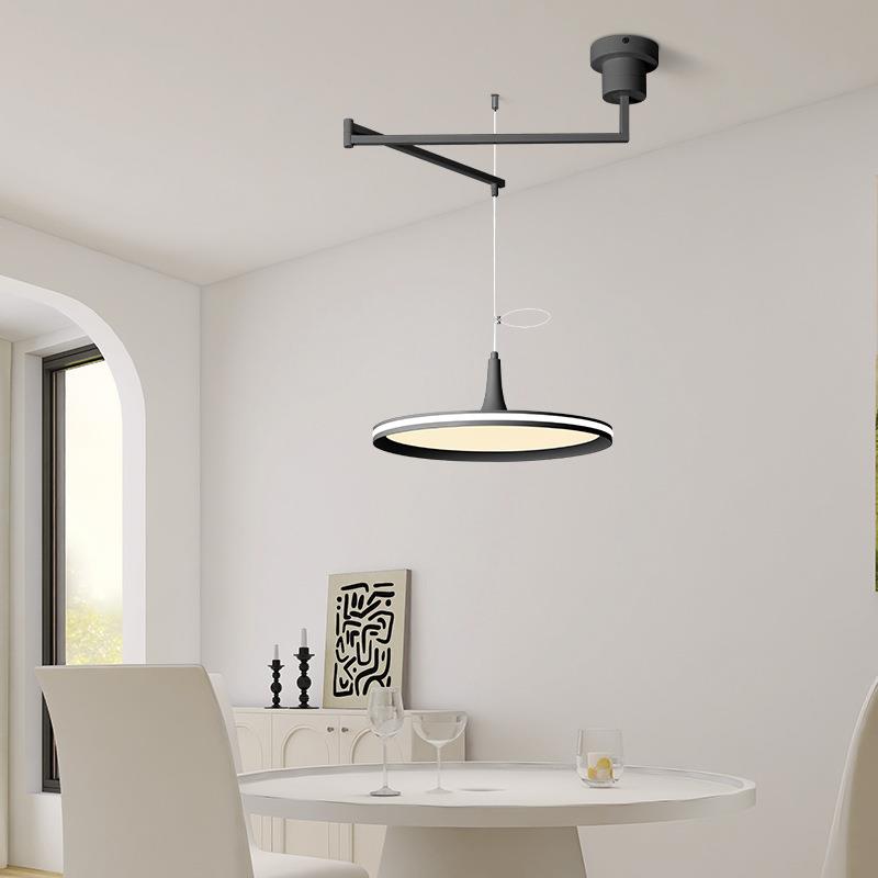 全光谱饭厅吊灯飞碟灯摇臂饭厅餐桌灯奶油风可移位可移动吧台灯具