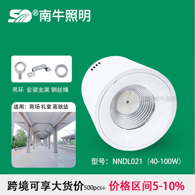 中庭悬浮吊装式筒灯 60w 80w 100w足瓦 防坠落钢丝绳大功率明装