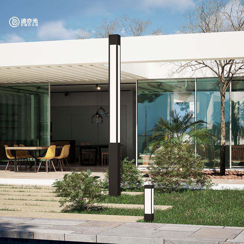 户外防水太阳能庭院灯铝材LED景观灯市电方形现代落地3米高杆灯柱